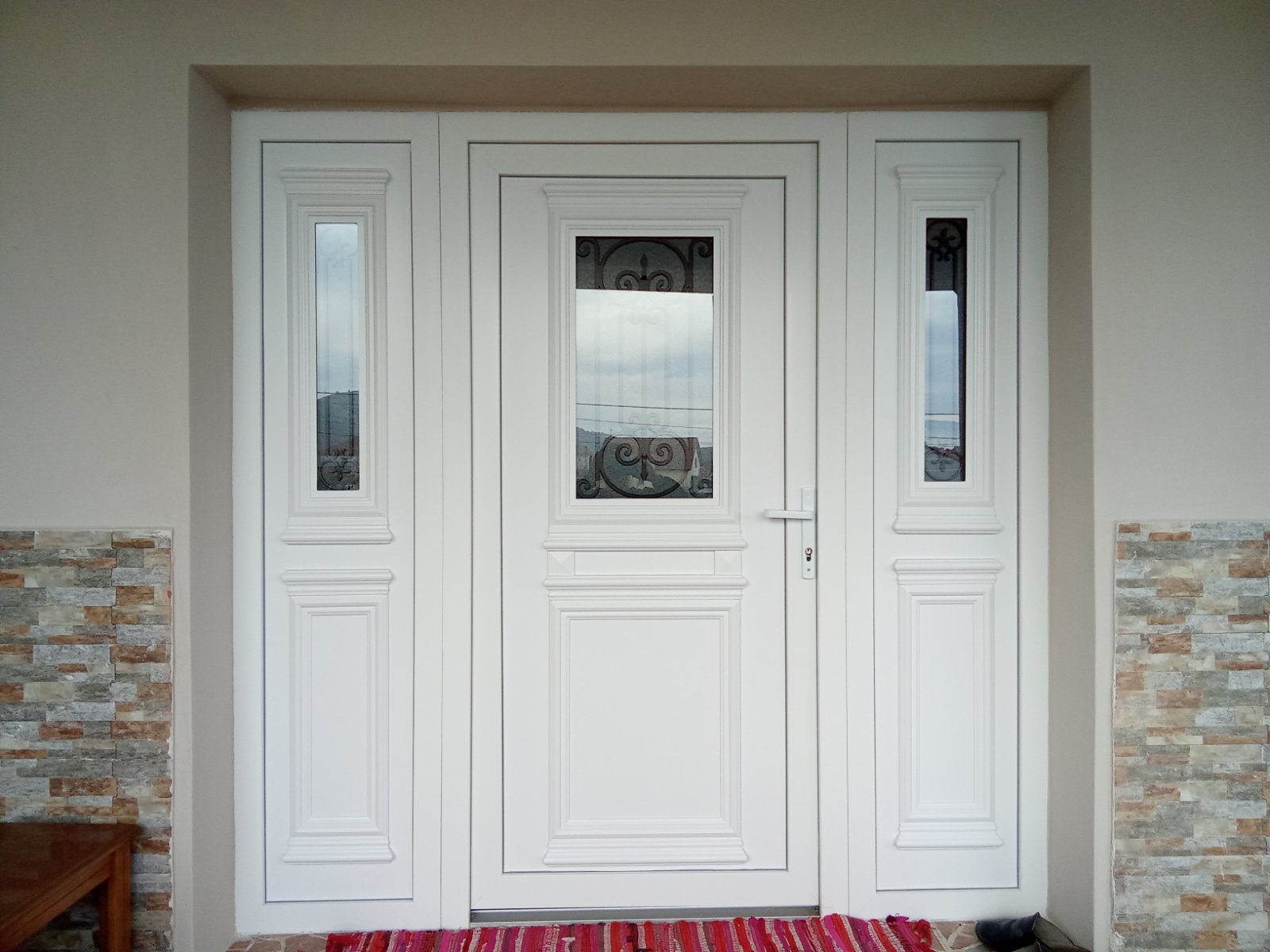 Πόρτα εισόδου PVC panel παραδοσιακή λευκή